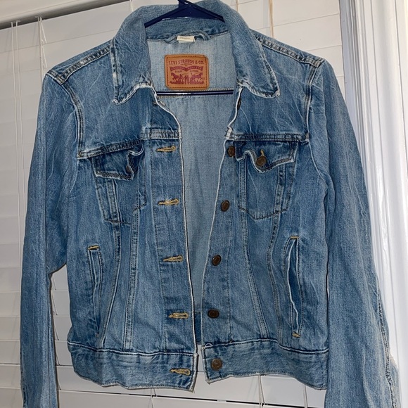 Levi’s Denim Jean Jacket Cropped Juniors Urban Outfitters Size Large - Picture 1 of 3